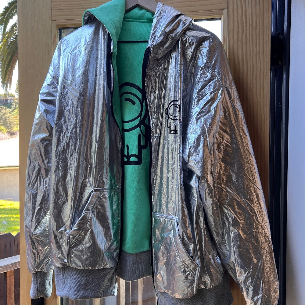 NWOT Limited Jeremy Scott X Spoiled Child Silver astronaut hoodie jacket.